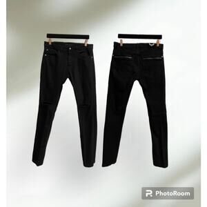 Men’s Brave Soul Ripped Black Denim Jeans Size 30L